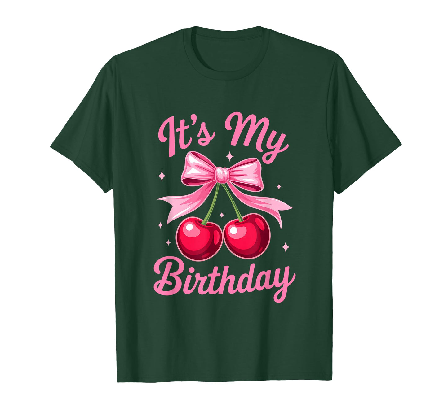 It's My Birthday Coquette Bow Cherry Birthday Girls Women T-Shirt