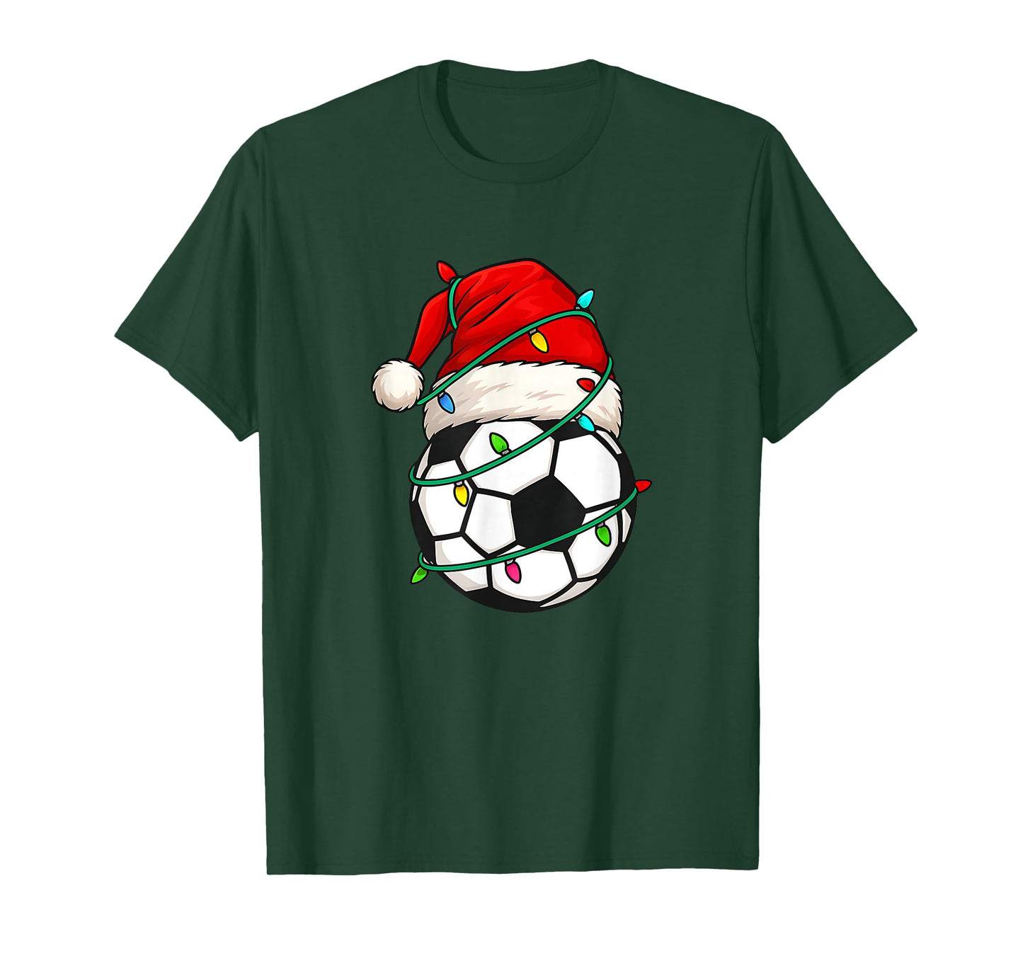 Soccer with Santa Hat Funny Christmas Xmas Gift T-Shirt
