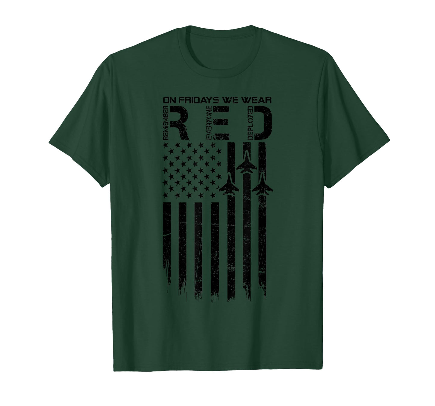 On Fridays We Wear Red Distressed Flag USA Air Force Support T-Shirt
