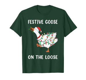 Vintage Funny Festive Goose on The Loose Christmas Humor T-Shirt