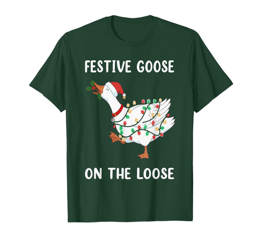 Vintage Funny Festive Goose on The Loose Christmas Humor T-Shirt
