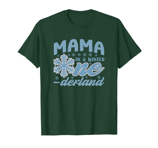 Mama in A Winter Onederland Bday Girl Sweet Snowflake T-Shirt