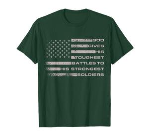 Strongest Soldiers Motivational Quote with Us Flag T-Shirt