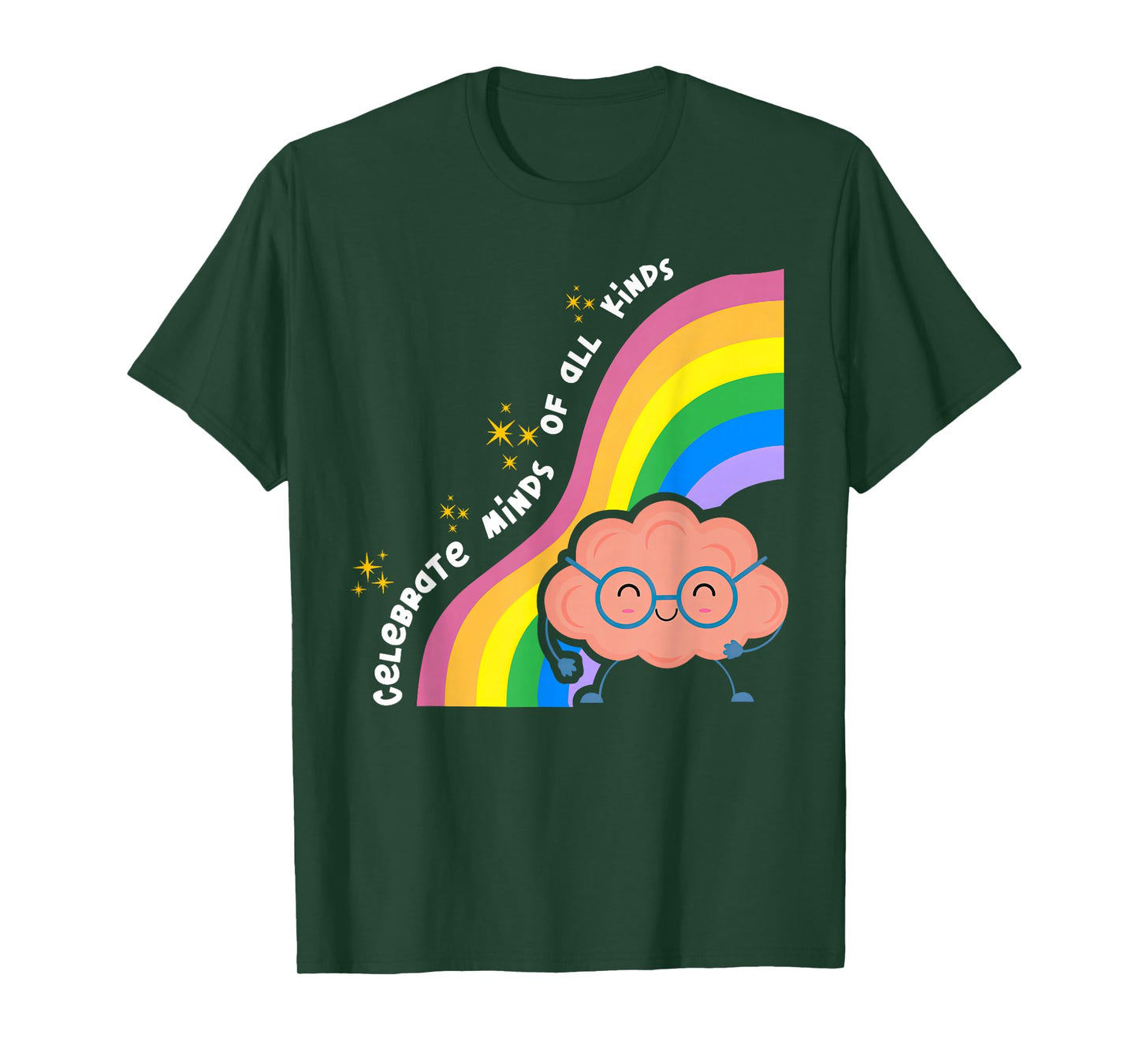 Celebrate Minds of All Kinds Rainbow Brain Neurodivergent T-Shirt