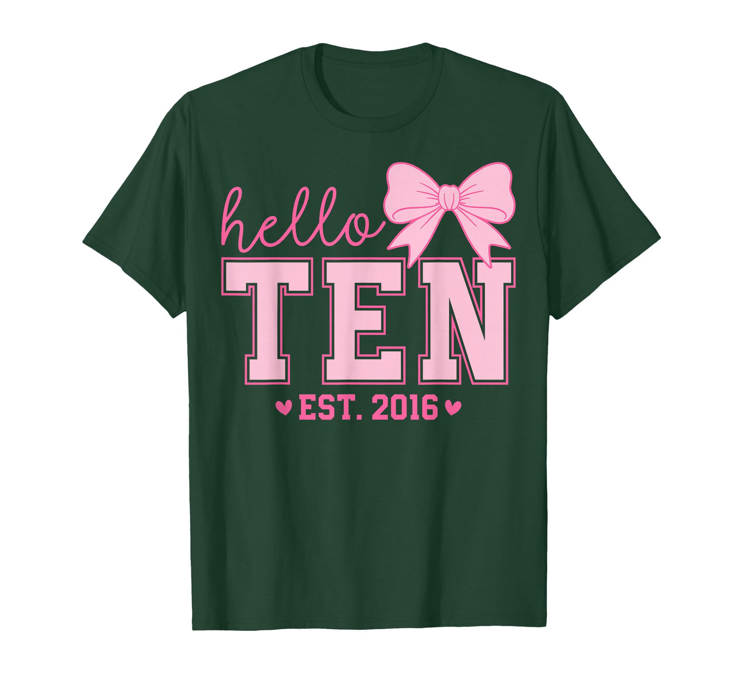 Hello Ten Est 2016 Coquette Bow 10th Birthday Girl 10 Years T-Shirt