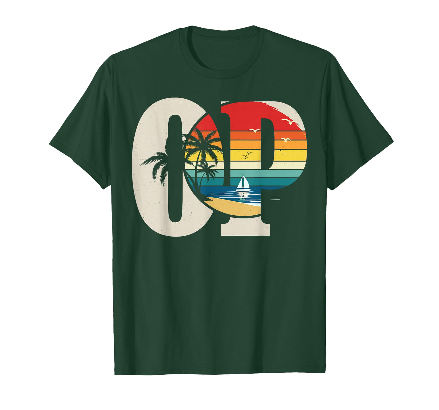 Op Ocean Vintage Pacific Beach Sun Palm Trees Retro T-Shirt