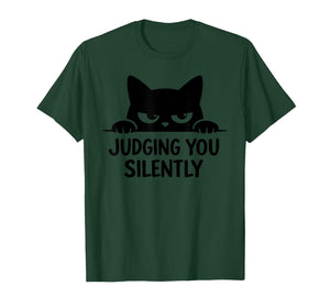 Black Cat for Cat Lover Mom Dad Cat Judging You Silently T-Shirt