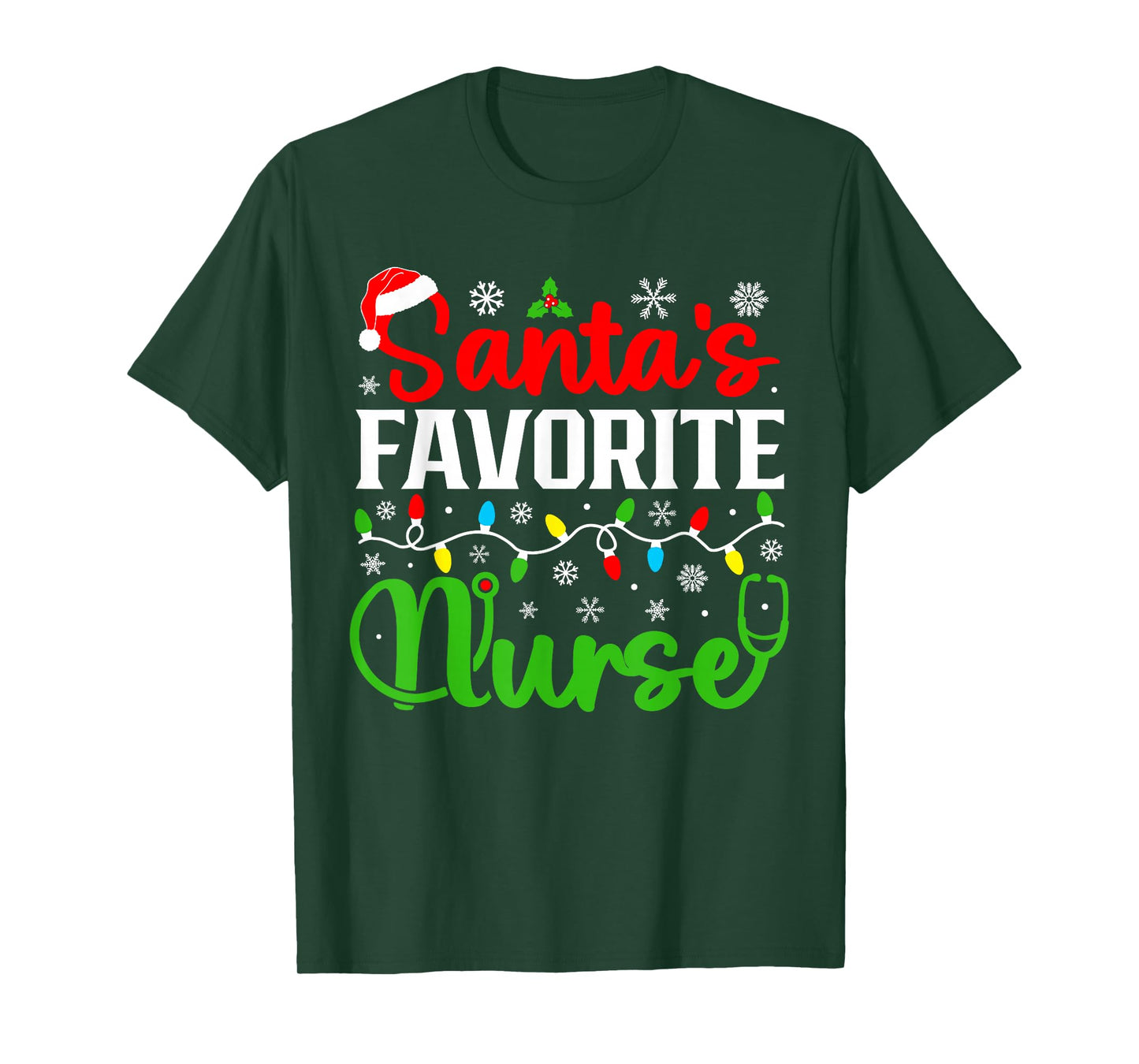 Santa's Favorite Nurse Funny Christmas Family Matching T-Shirt