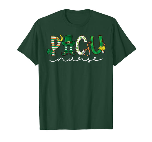 PICU Nurse Leprechaun St Patricks Day Pediatric ICU Nurse RN T-Shirt