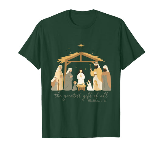 The Greatest Gift for All Christmas Nativity Jesus Christian T-Shirt