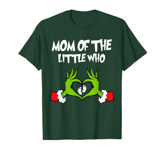 Christmas Pregnancy Announcement Funny Mom of The Little Who T-Shirt