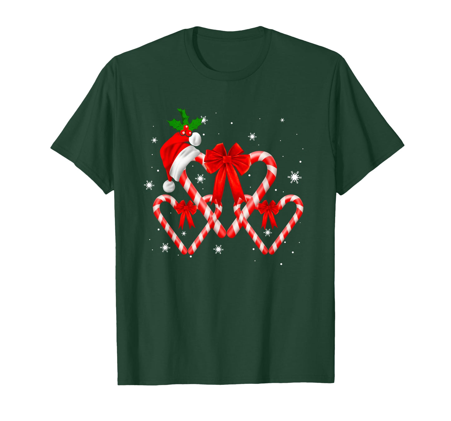 Red and White Candy Cane Santa Christmas Funny Xmas Lights T-Shirt