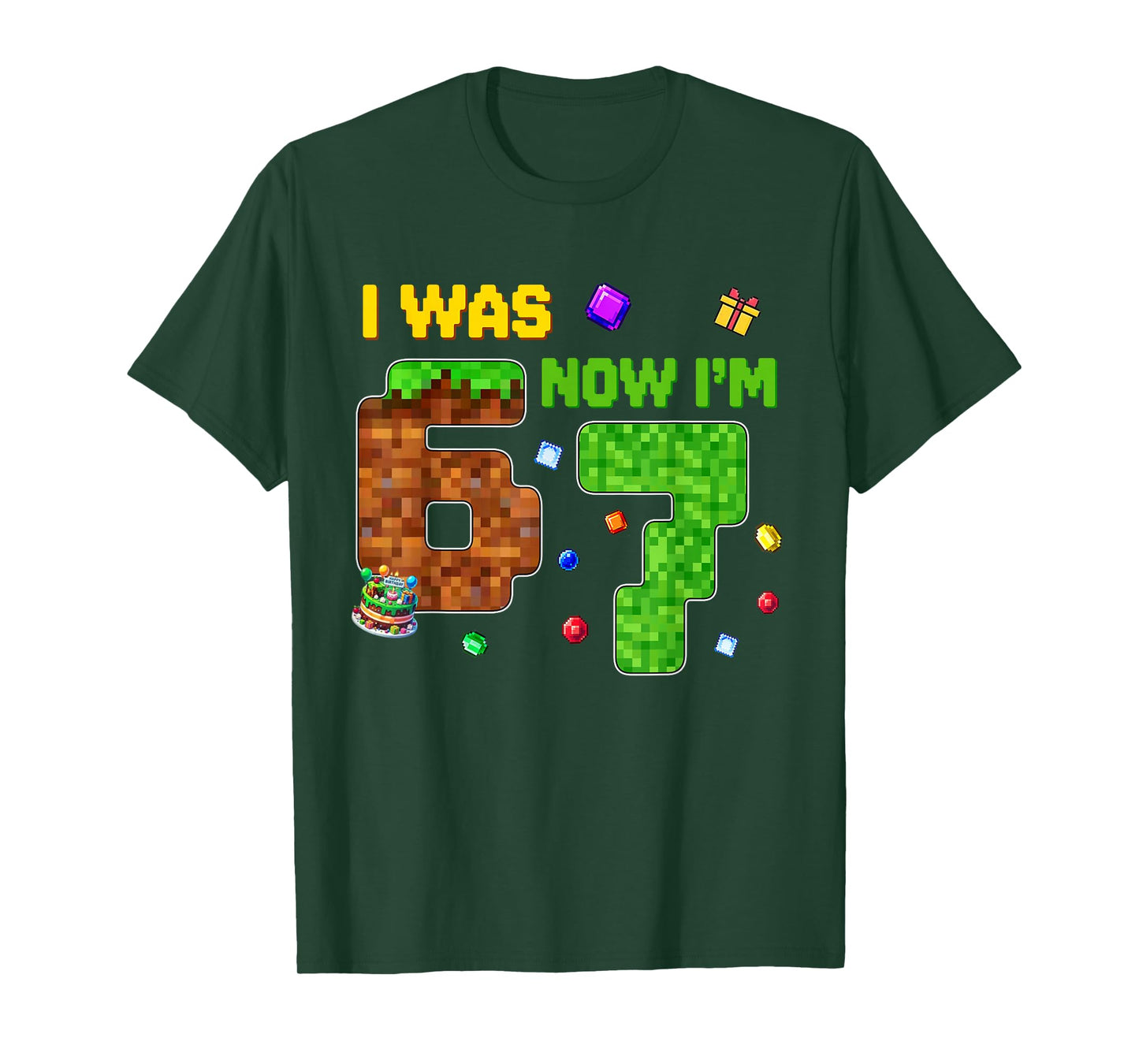 I was 6 Now I'm 7 Six Seven 7 Years Old Birthday Kids Boys T-Shirt