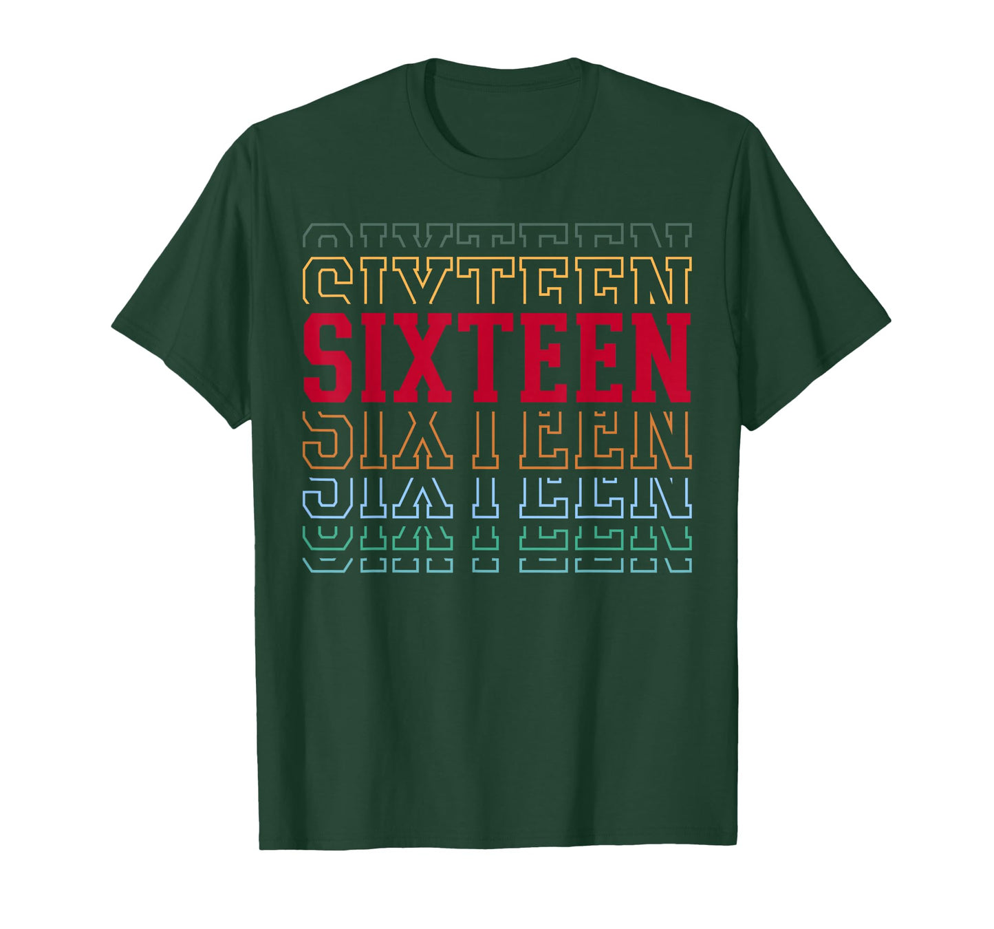 Sixteen 16th Birthday Retro Layered Text 16 Year Old T-Shirt