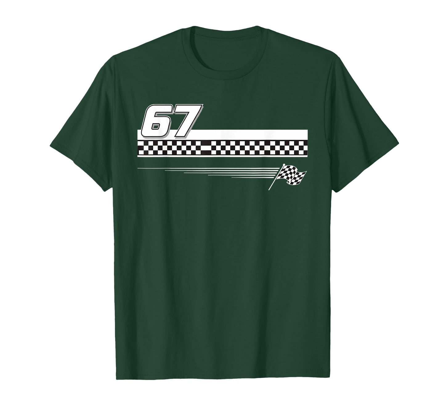 Pit Crew Race car Racing Checkered Flag 67 six Seven Meme T-Shirt