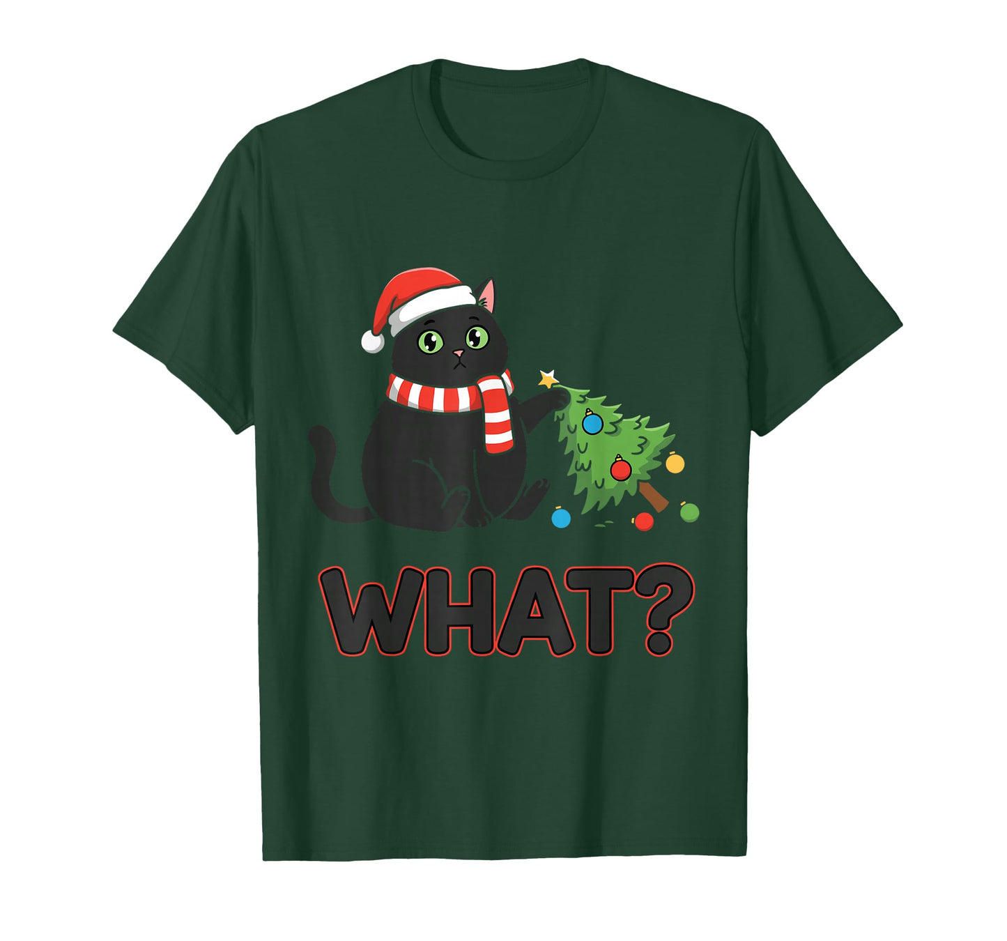Funny Over Cat Christmas Tree What ? T-Shirt