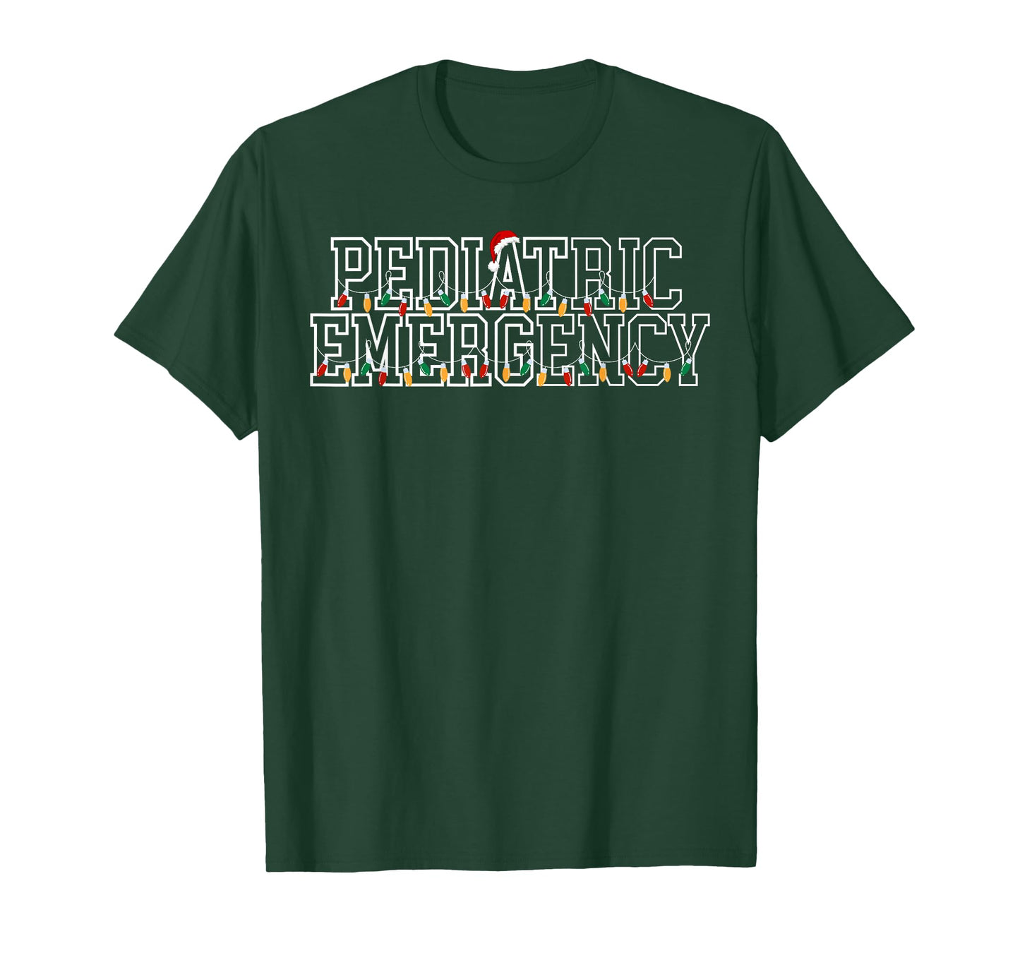 Pediatric Emergency Santa Hat Christmas Lights PEDS ER Nurse T-Shirt