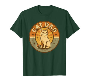 Retro Cat Dad Vintage-Style Feline Lover Graphic T-Shirt