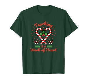 Teacher Teaching is A Work of Christmas Candy Cane T-Shirt