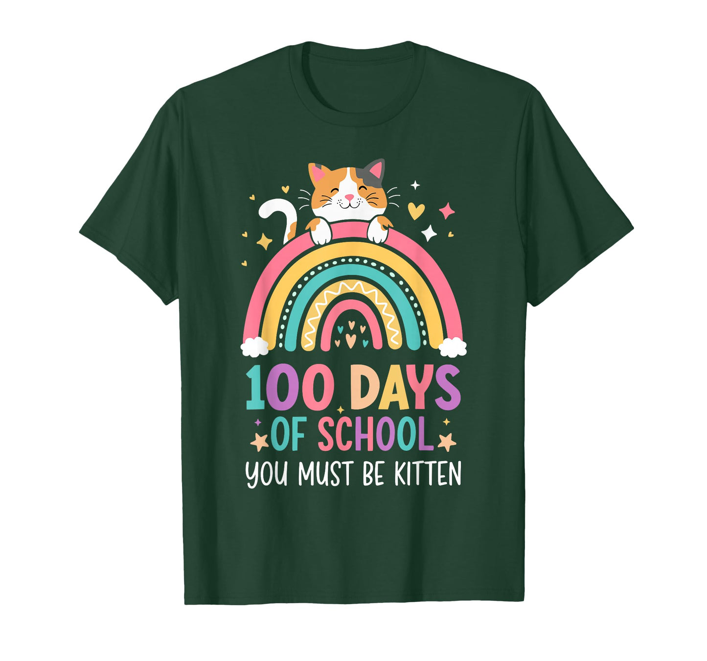 Girl 100 Day of School Cat for Girls 100th Day of School Kid T-Shirt