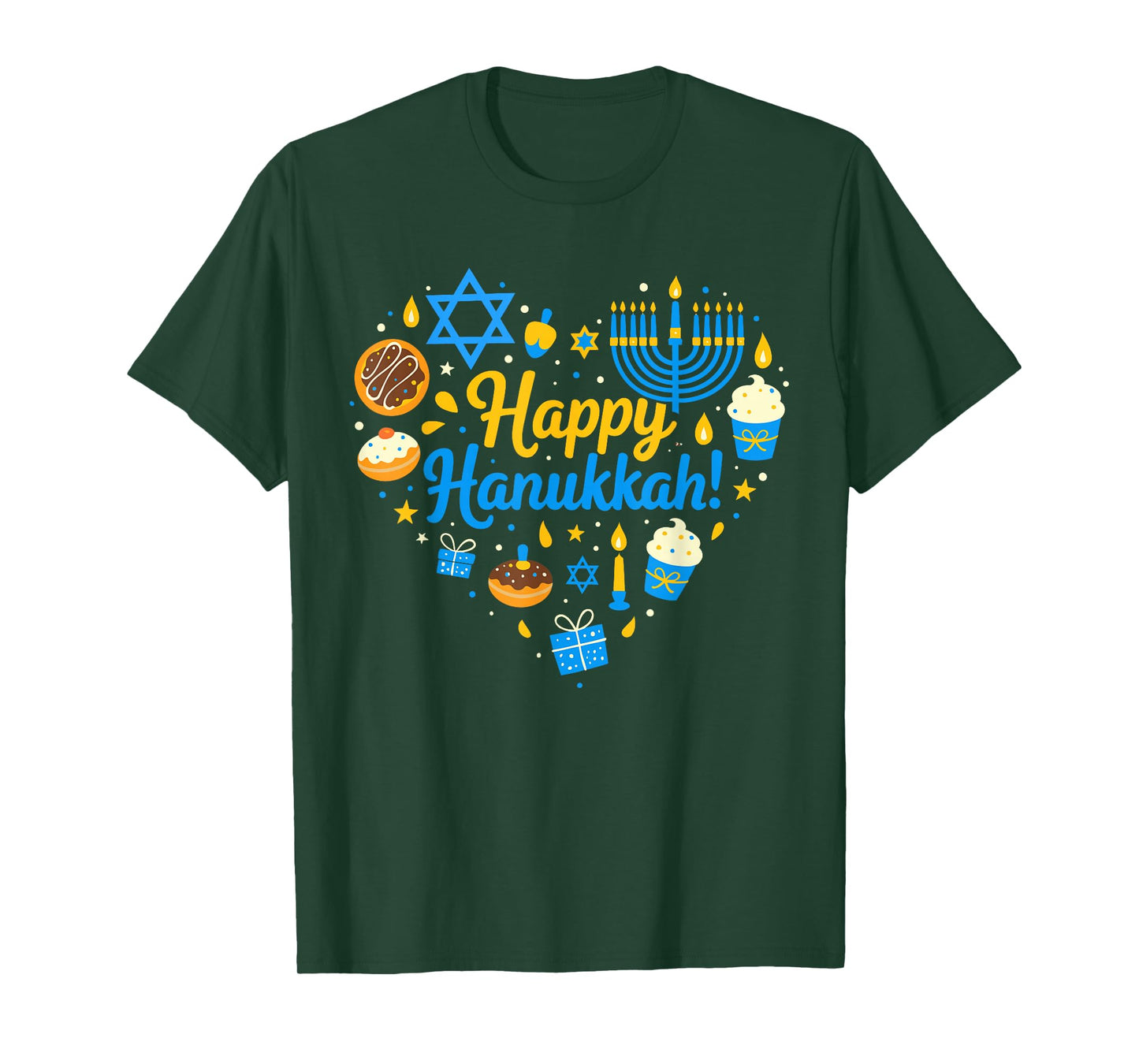 Happy Hanukkah Heart Dreidel Jewish Menorah Chanukah Pajamas T-Shirt