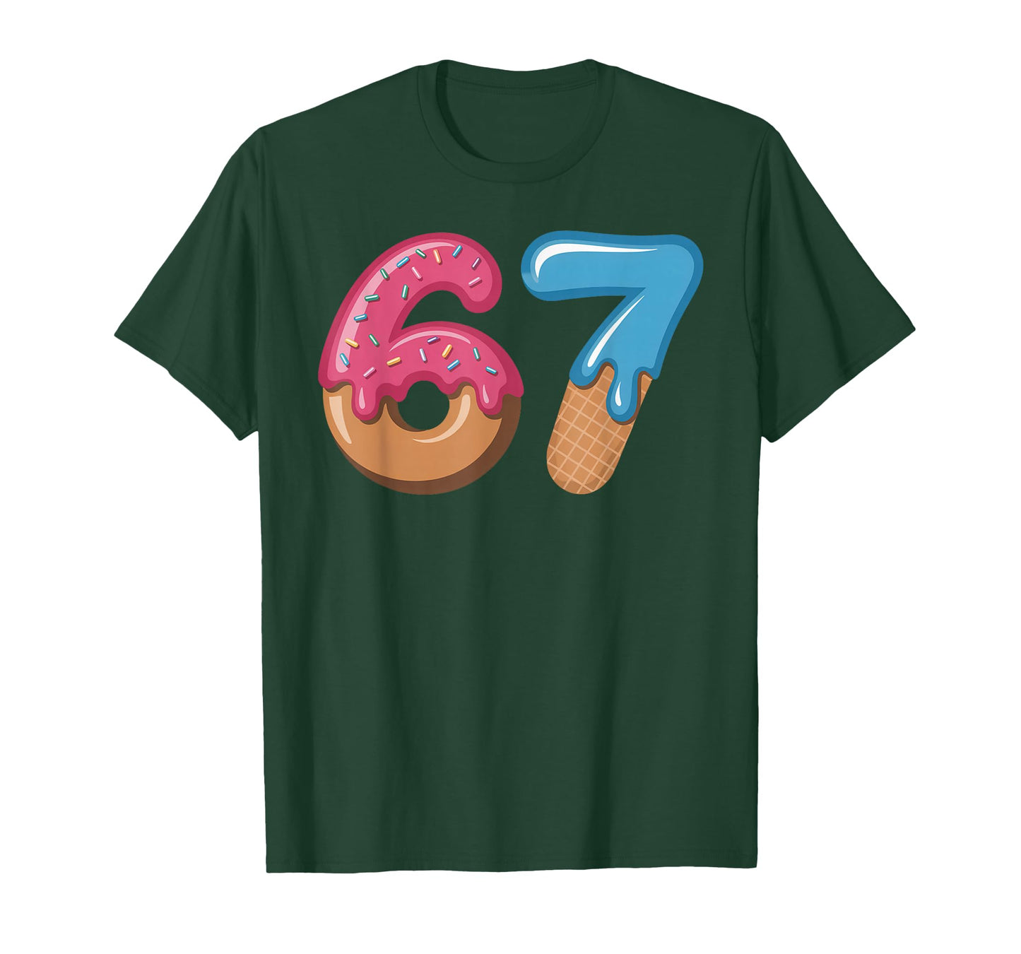 Six Seven Ice Cream Drip Cool Meme 67 Funny Number T-Shirt