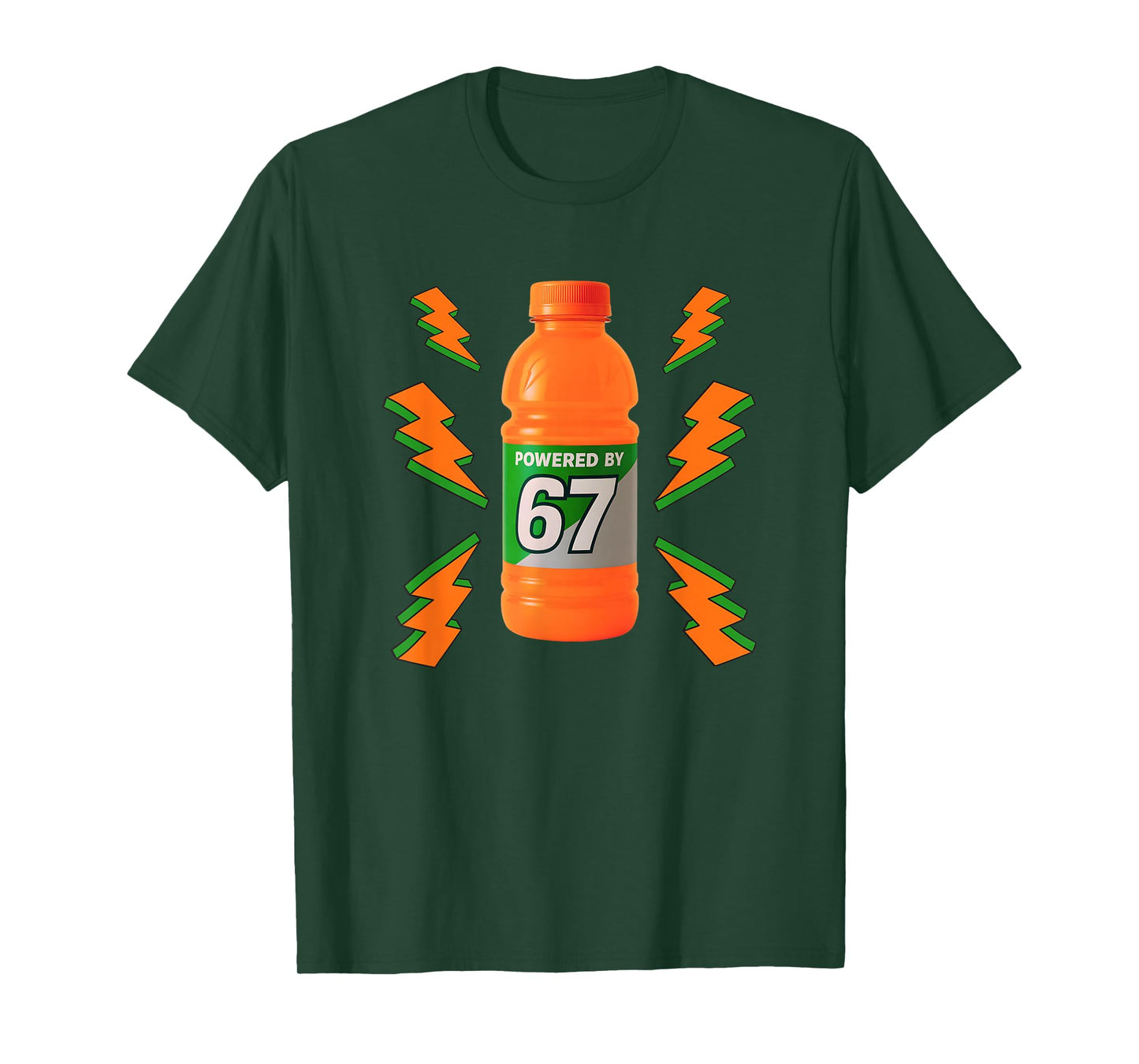 Powered by 67 Aura Energy Funny 6 7 Meme Six Seven Gen Alpha T-Shirt