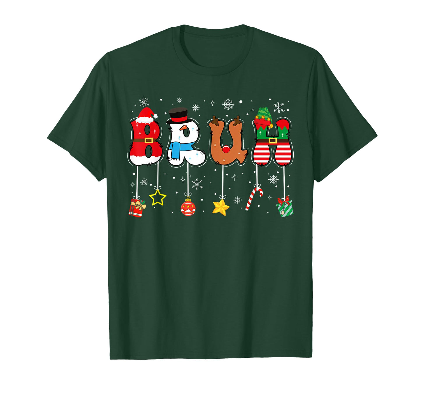 Bruh Funny Christmas Red Plaid Teens Boys Kids Xmas Pajamas T-Shirt