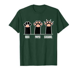 Rock Paper Scissors Hand Game Cute Pink Paw Cat T-Shirt