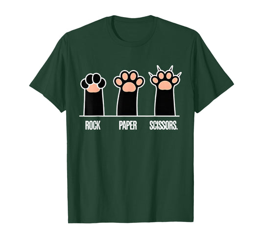 Rock Paper Scissors Hand Game Cute Pink Paw Cat T-Shirt