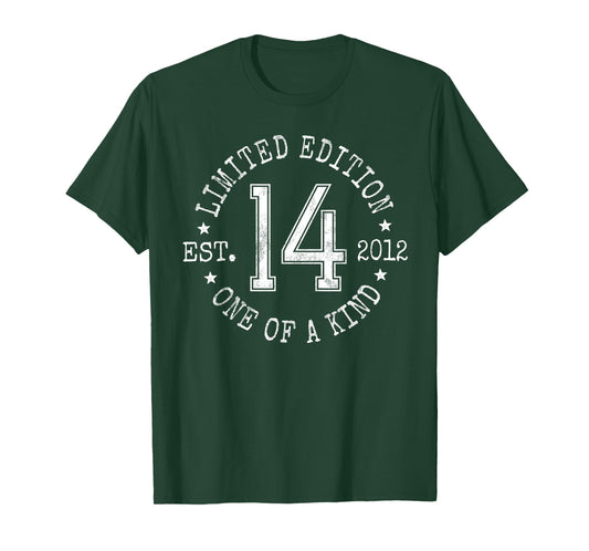 Limited Edition Est 2012 One of a Kind 14th Birthday T-Shirt