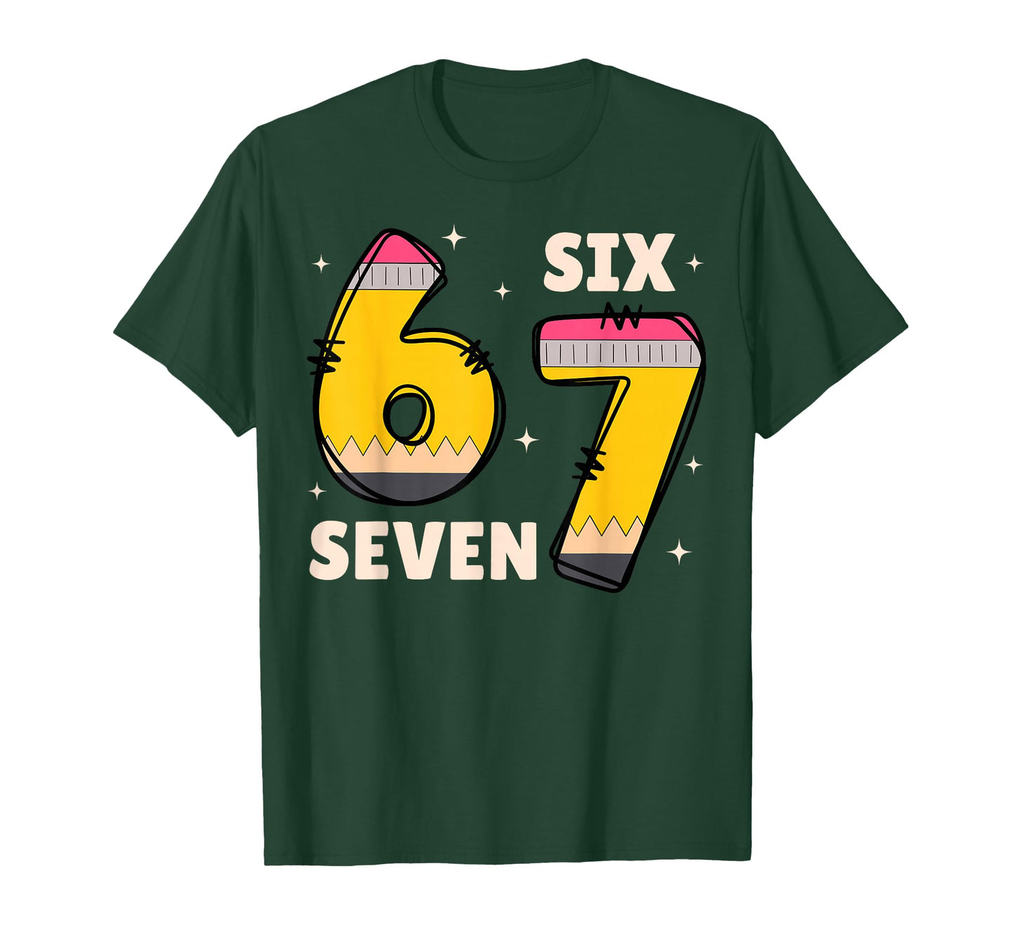 Six Seven 67 Days of School Pencils Meme Teachers Students T-Shirt