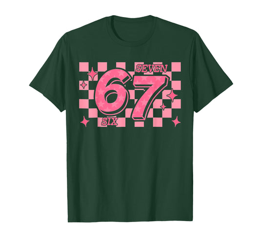 67 Meme six Seven Checkered T-Shirt