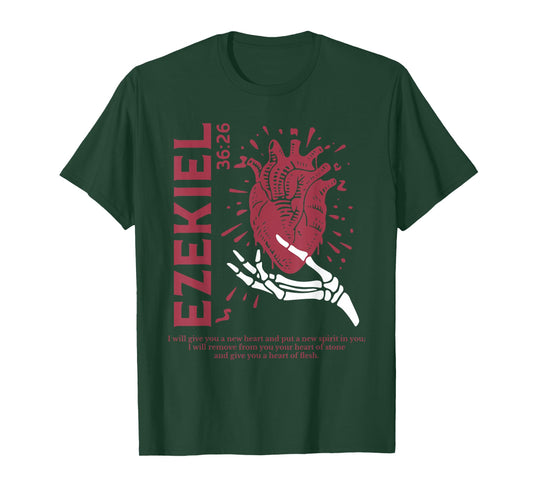 Vintage Ezekiel 36-26 Heart of Flesh Bible Verse Christian T-Shirt