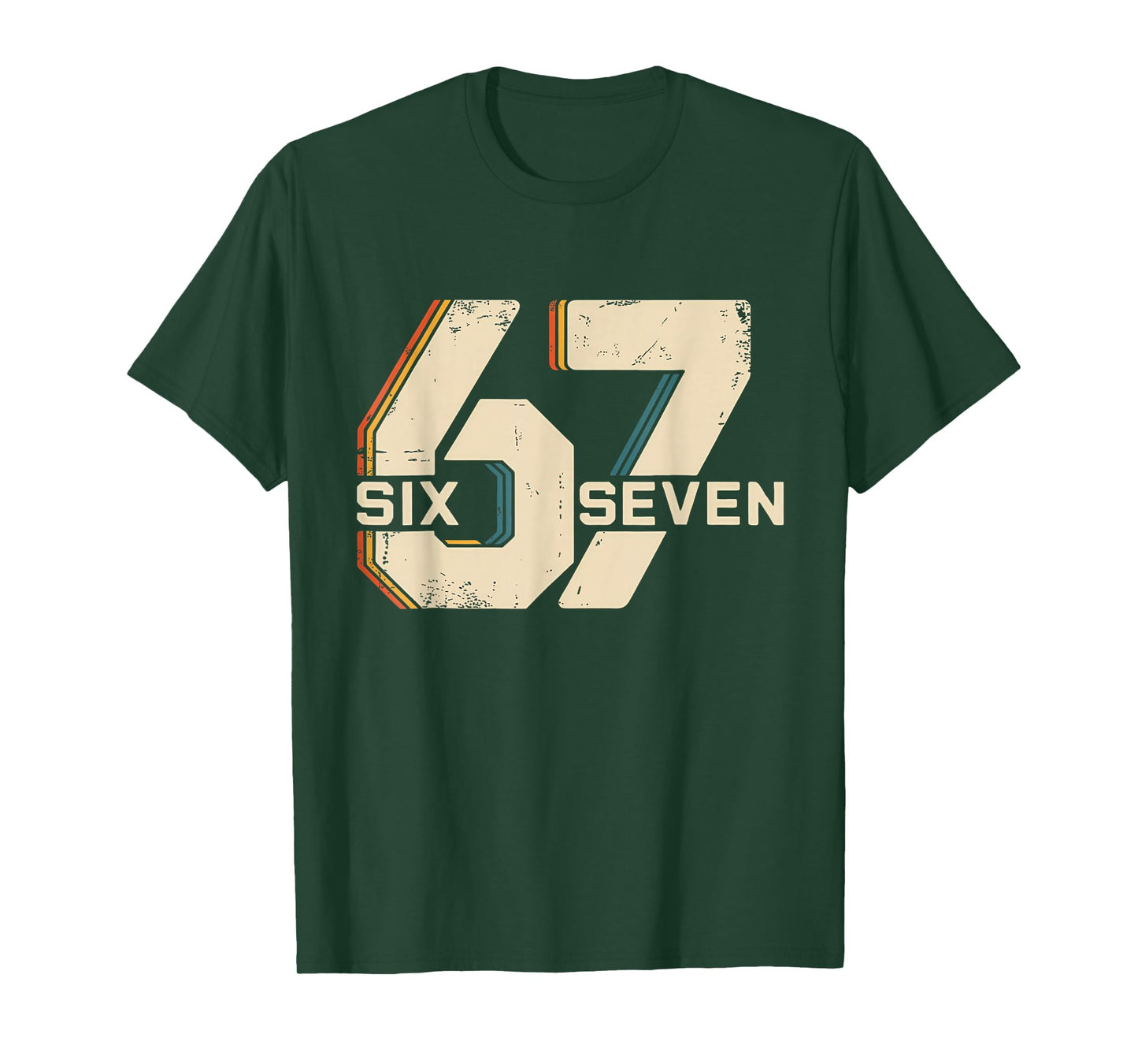 Retro 67 Six Seven 6 7 Number Vintage 67 Meme Men Women T-Shirt