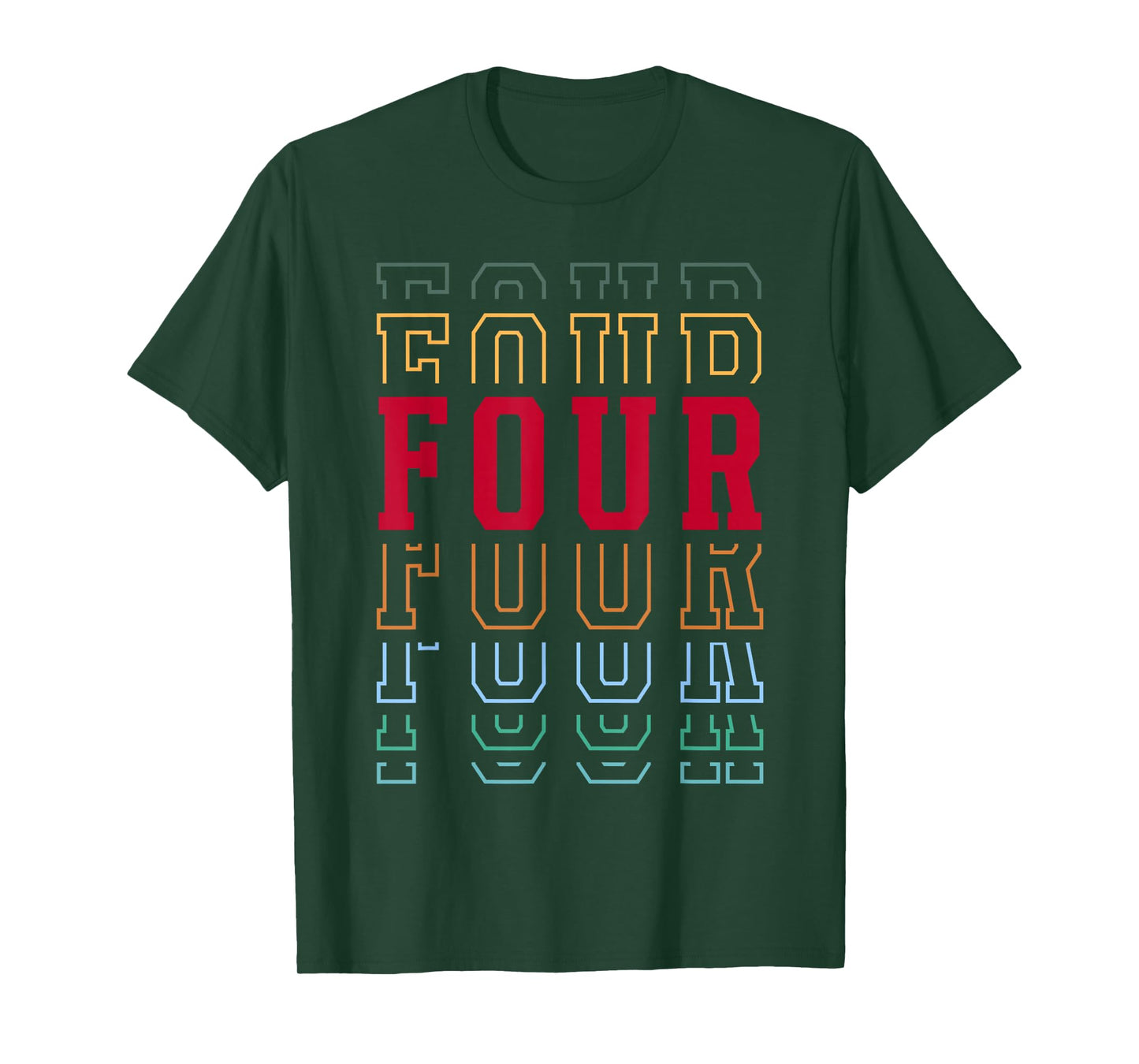 Four 4th Birthday Retro Layered Text 4 Year Old T-Shirt