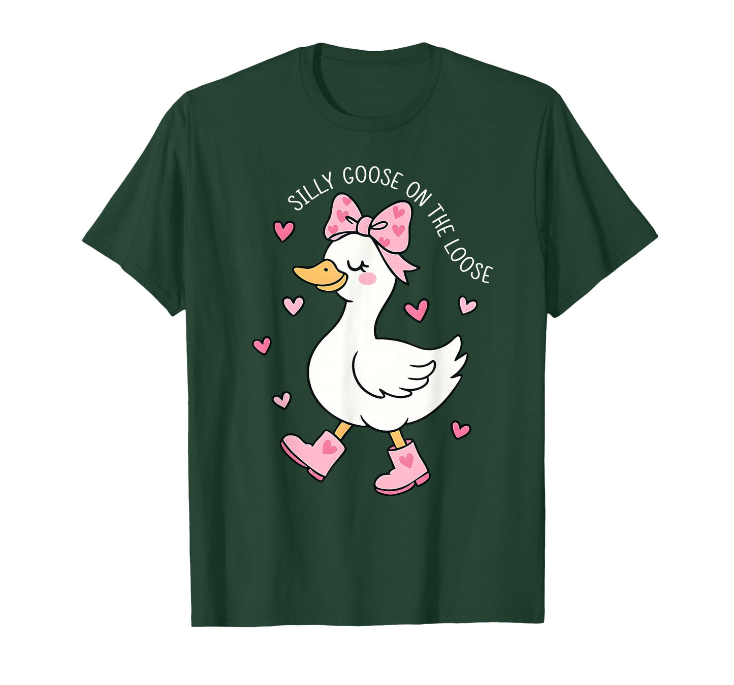 Valentine Silly Goose On The Loose Coquette Bow Girl Women T-Shirt