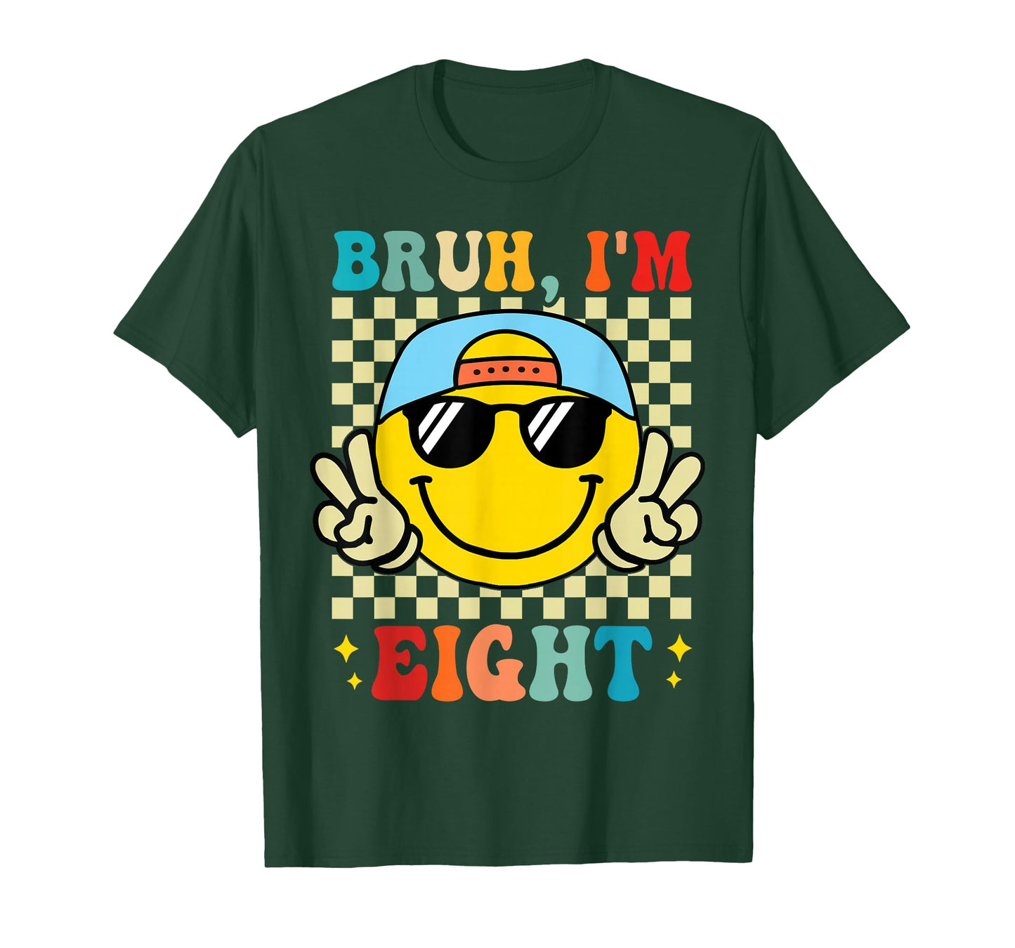 Bruh I'm Eight 8 8th Birthday Groovy Boys Girls 8 Years Old T-Shirt