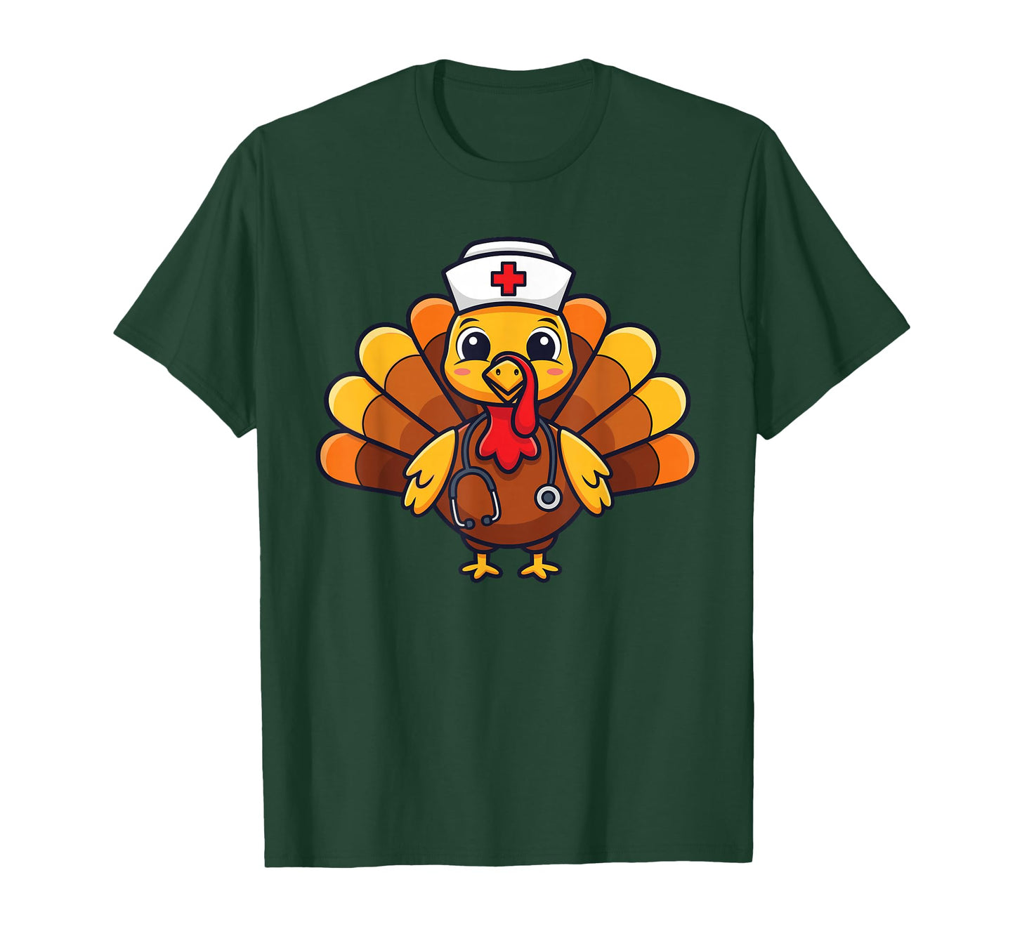 Thanksgiving Nursing Scrub Tops Women Turkey Nurse T-Shirt