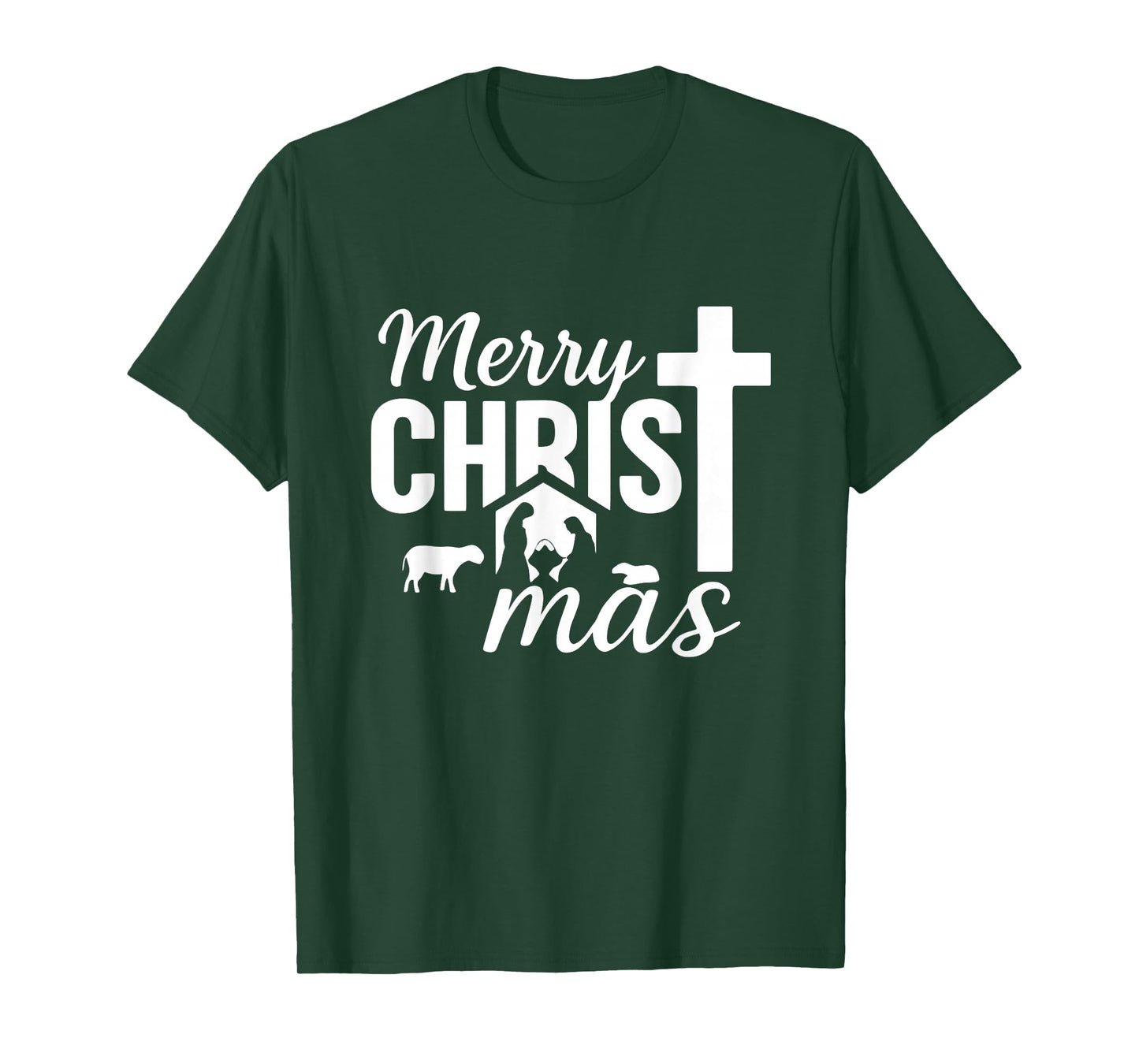 Merry Christ-Mas Christian Jesus Christmas Nativity Scene T-Shirt