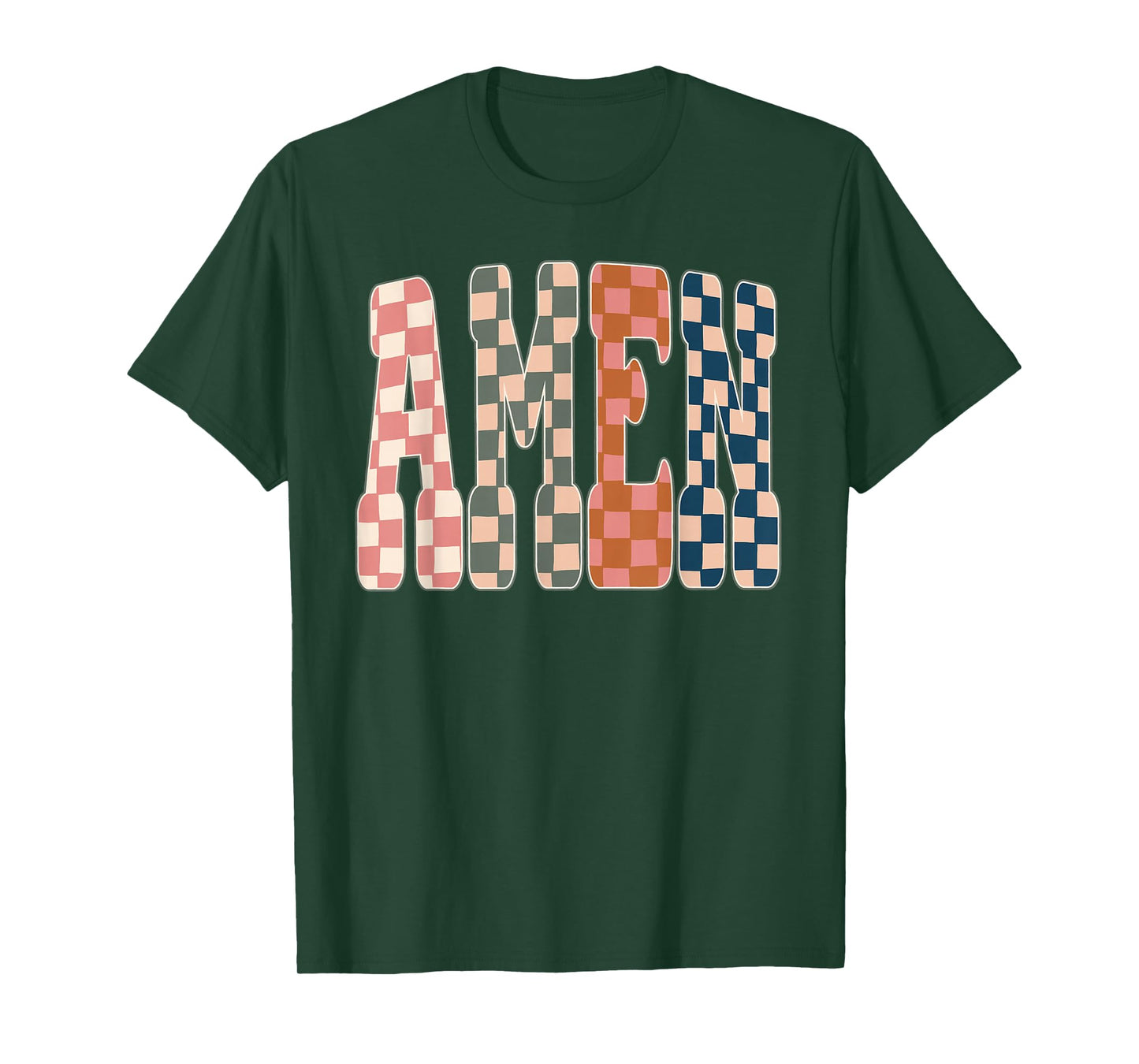 Amen Checkered Christian Jesus Faith Bible Verse Religion T-Shirt