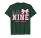 Hello Nine Est 2017 Coquette Bow 9th Birthday Girl T-Shirt