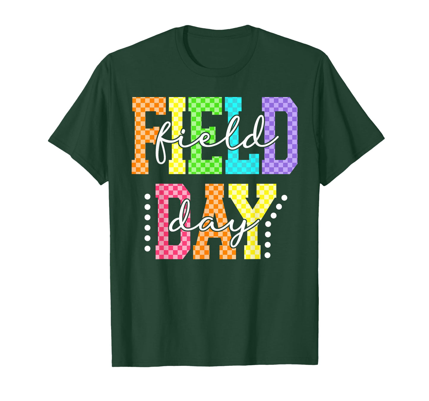 Happy School Field Day Teacher Boy Girl Kid Checkered T-Shirt