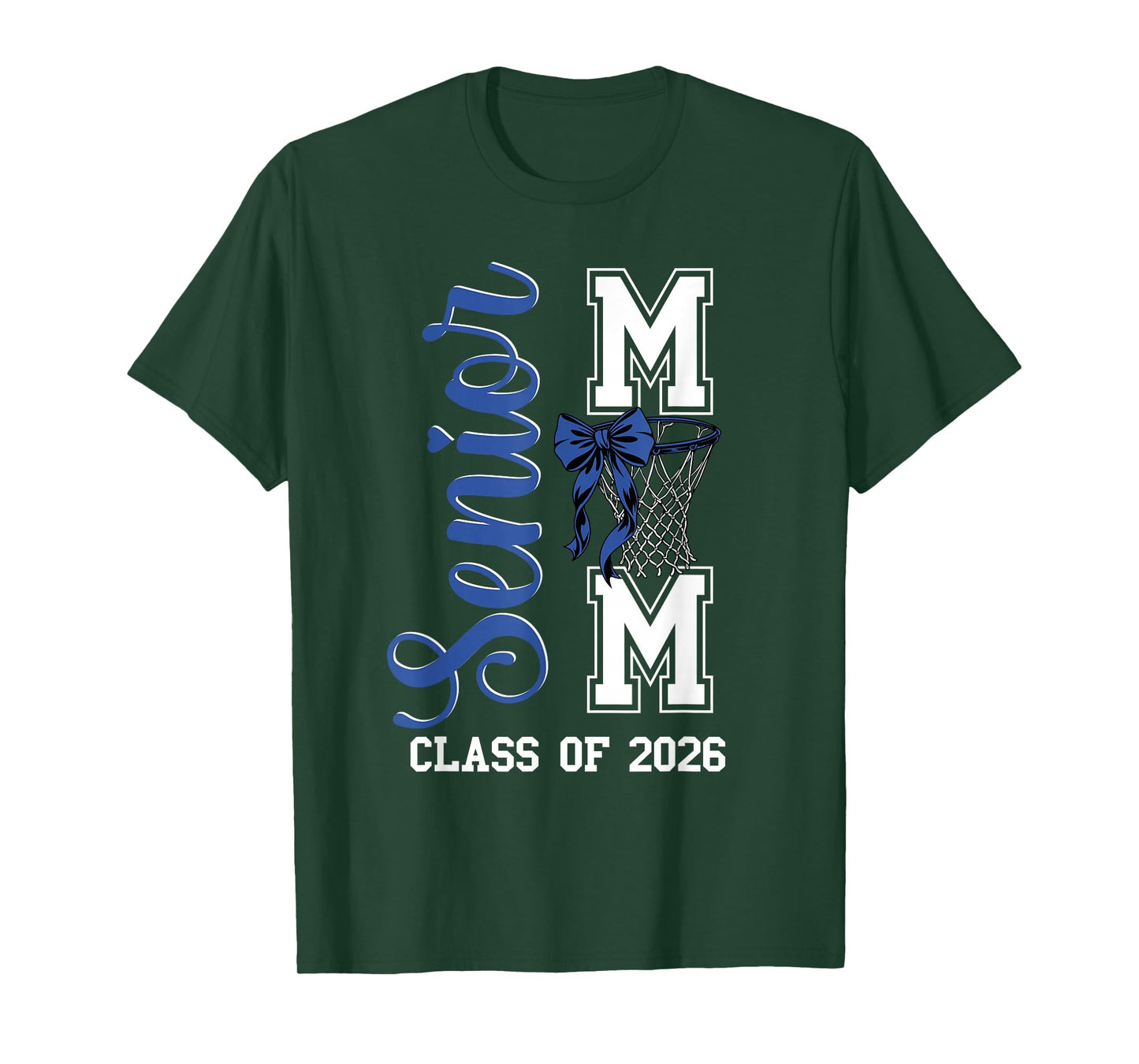 Blue Basketball Bow Senior Mom Class of 2026 Graduation T-Shirt