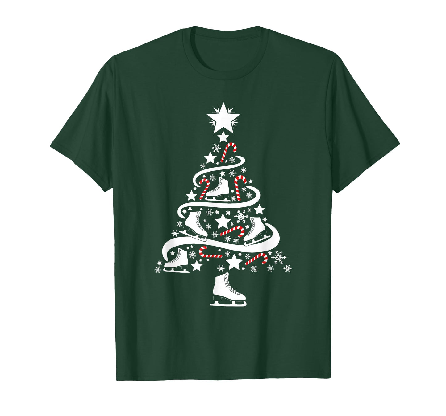 Ice Skating Christmas Tree Holiday Skater Winter Sports T-Shirt