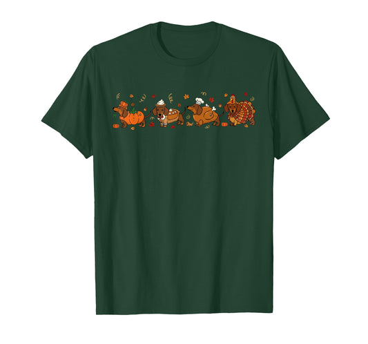 Funny Thanksgiving Dachshund Turkey Gobble Wiener Dog Fall T-Shirt