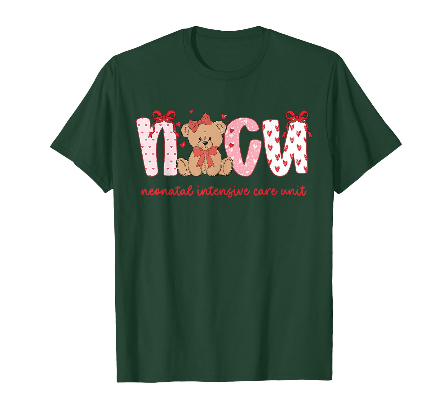 NICU Nurse Valentine Cute Bear Neonatal Intensive Care Unit T-Shirt