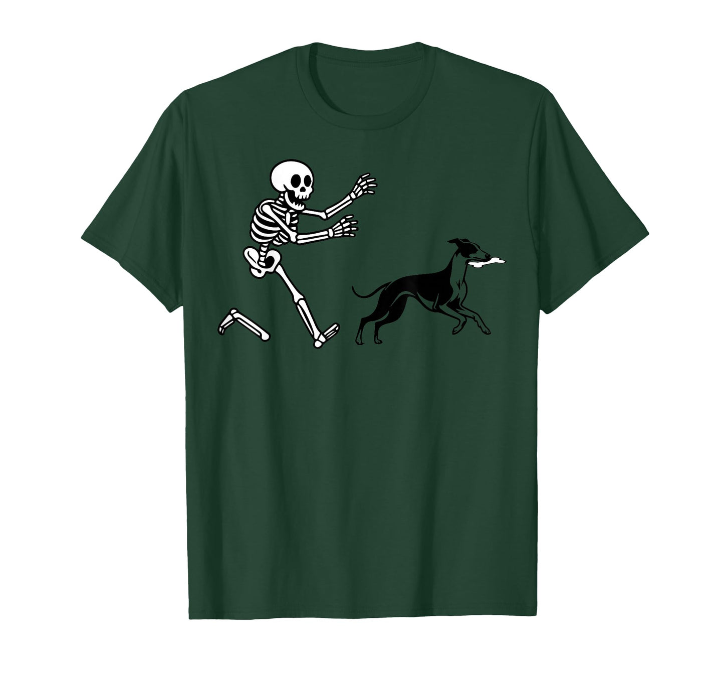 Funny Whippet Running Skeleton Halloween T-Shirt