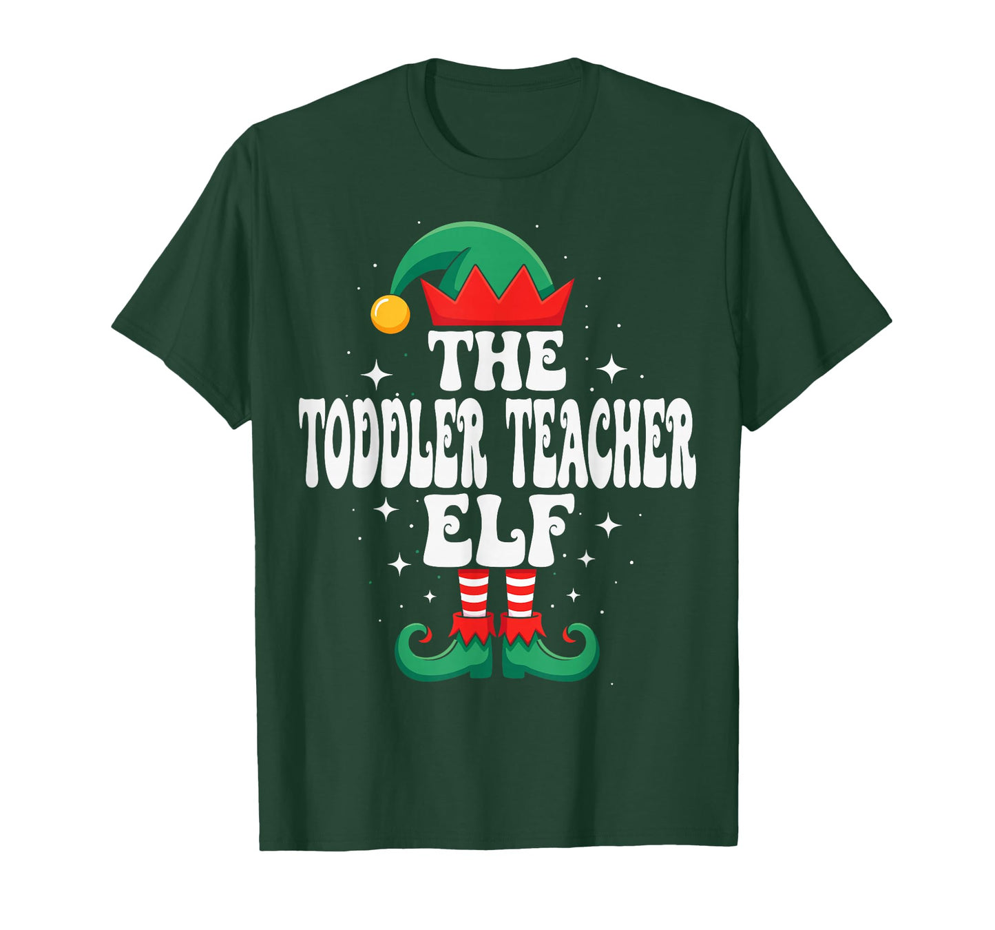 The Toddler Teacher Elf Funny Christmas Matching Family T-Shirt