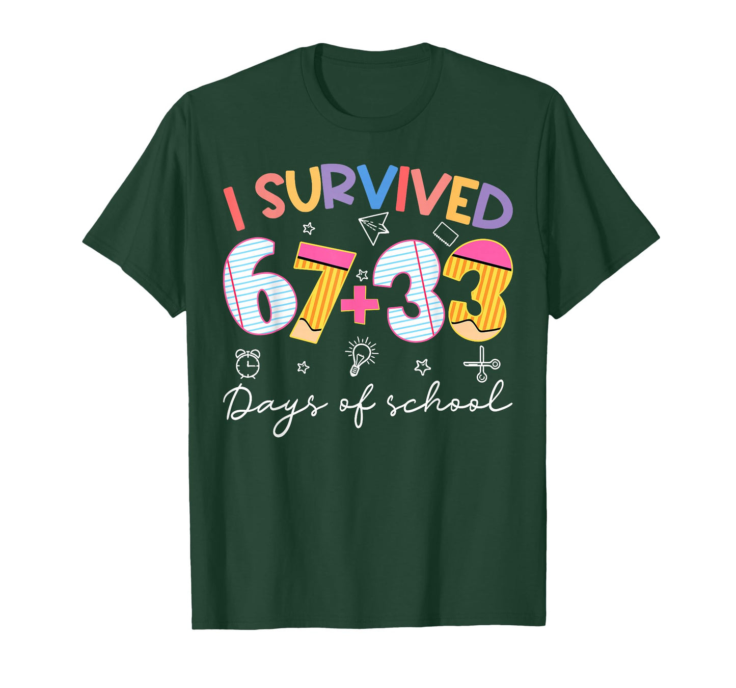 I Survived 100 Days of School 67+33 Meme Teachers Students T-Shirt